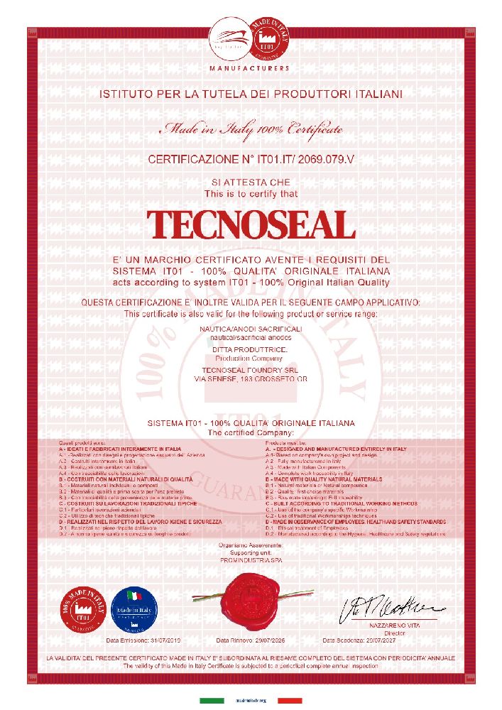 Tecnoseal foundry srl certification made in italy